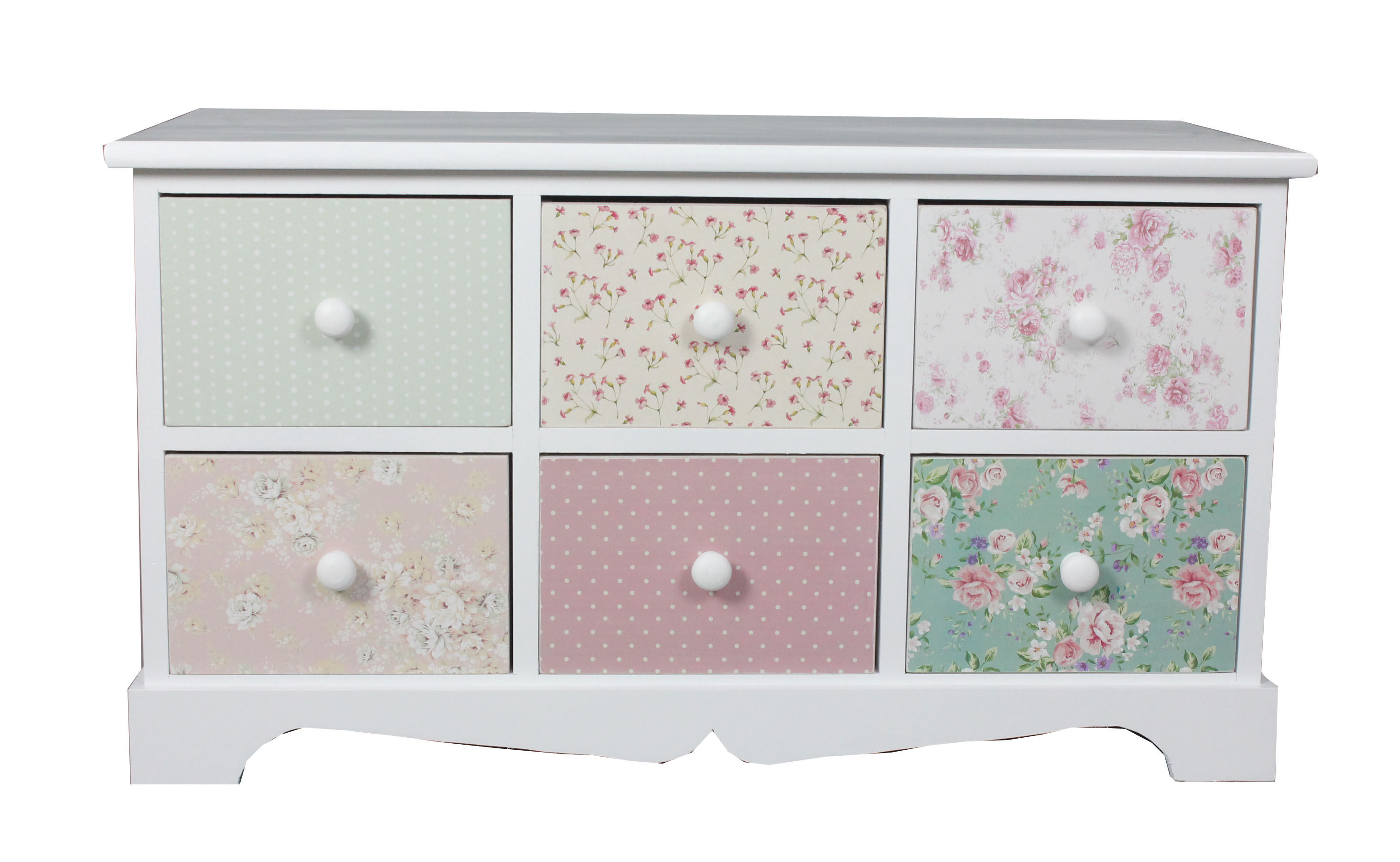 Wooden chest  with rose pattern drawers-4060