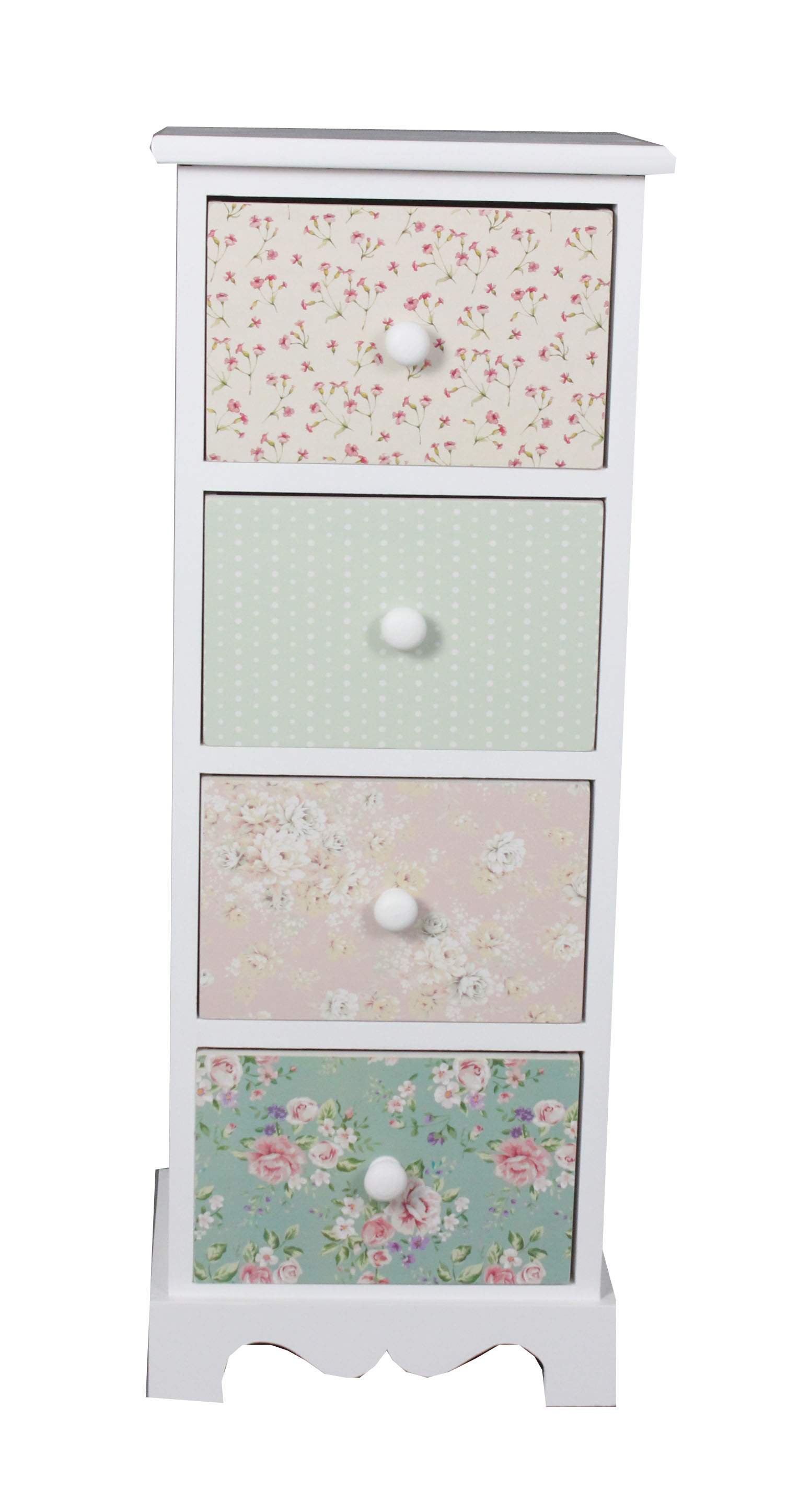 Wooden chest with rose pattern drawers-4062