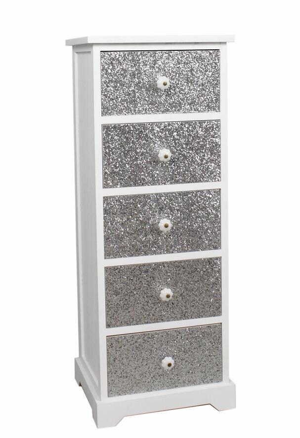 Silver drawer chest Wooden cabinet-5539