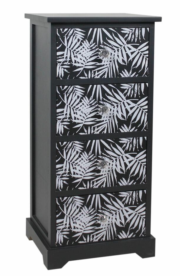 Black drawer chest, Leaf pattern drawers-5529