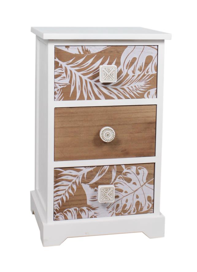 White drawer chest, Leaf pattern drawers-5534-1