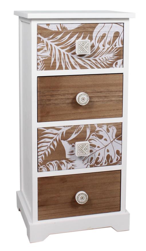 White drawer chest, Leaf pattern drawers-5535-1